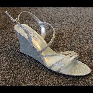 Silver sparkle wedges size 11 never worn